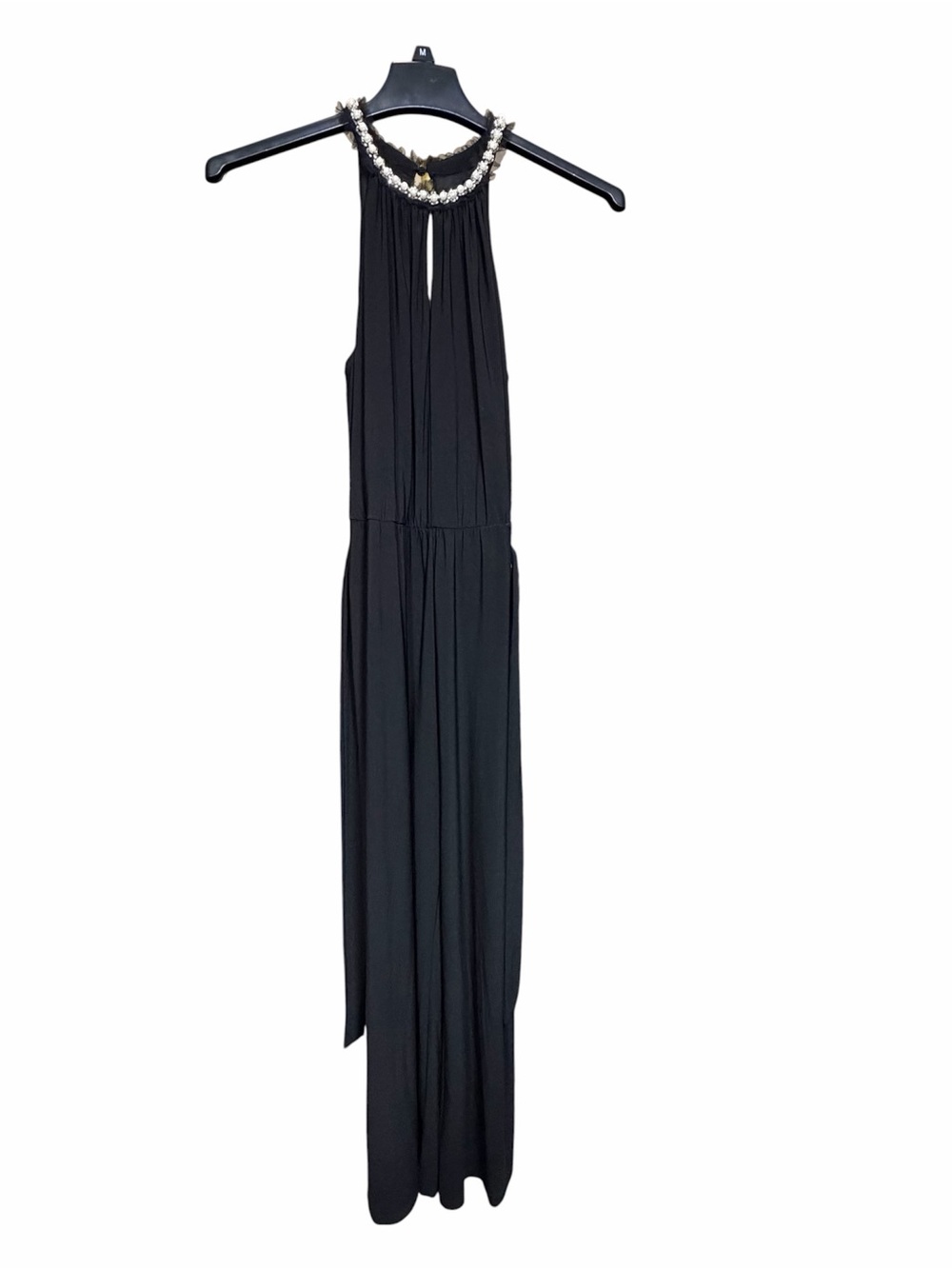 BETSEY JOHNSON-Black Beaded Halter JUMPER (Stretchy)